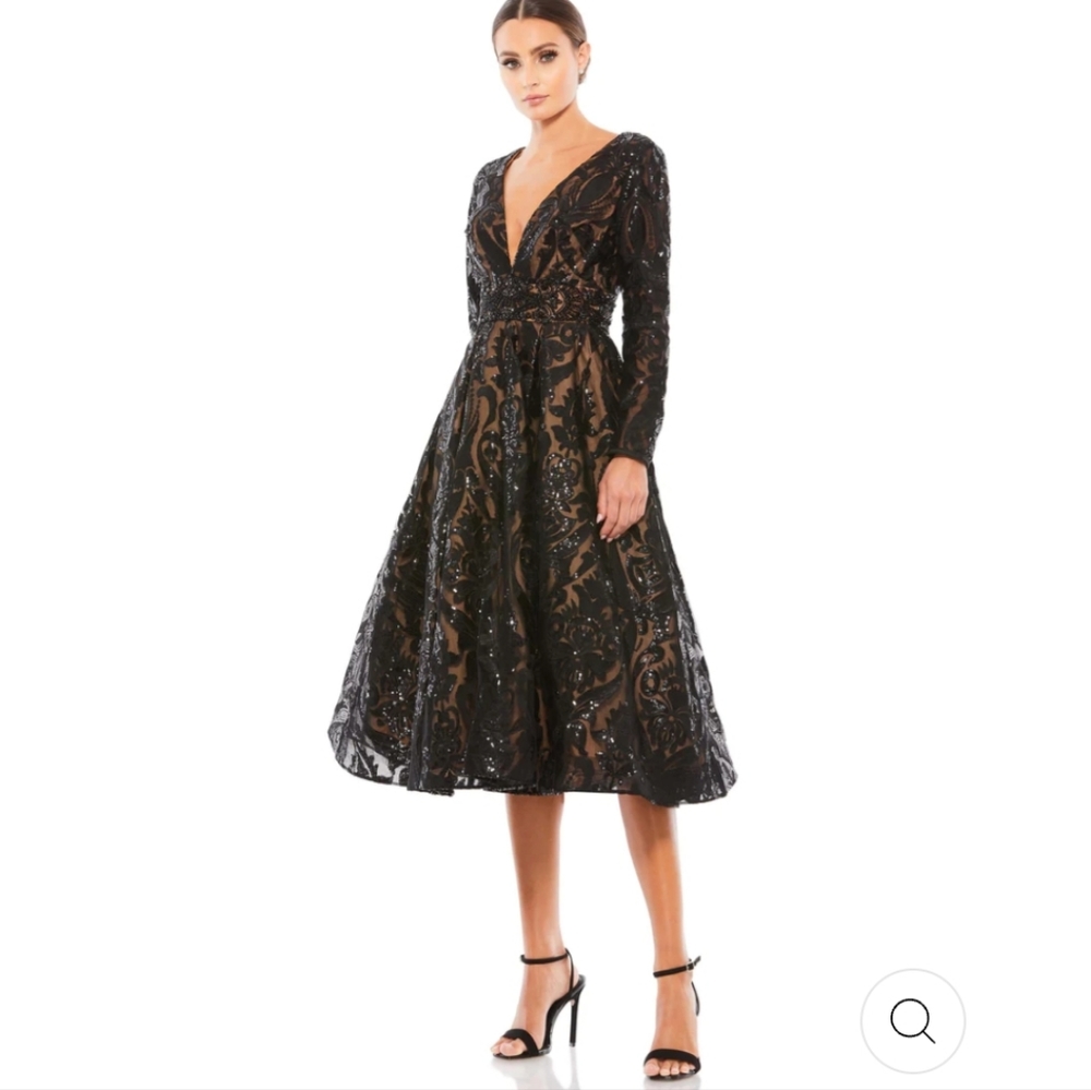 NWOT Mac Duggal Sequin Embellished A Line Cocktail Dress